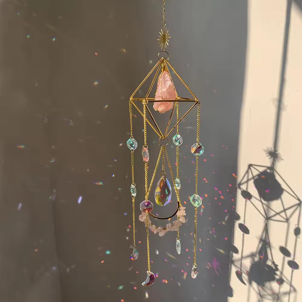 Honor of Crysal Rainbow Wind Chime Pendant Geometric Balcony Decoration Wind Chime Crystal Decoration
