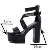 Nowe 2025 Super Wysokie Obcasy Sandały Gladiator Damskie Letnie 2025 Pasek Obcas Blokowy Platforma Buty do Biura Model 41 42 43