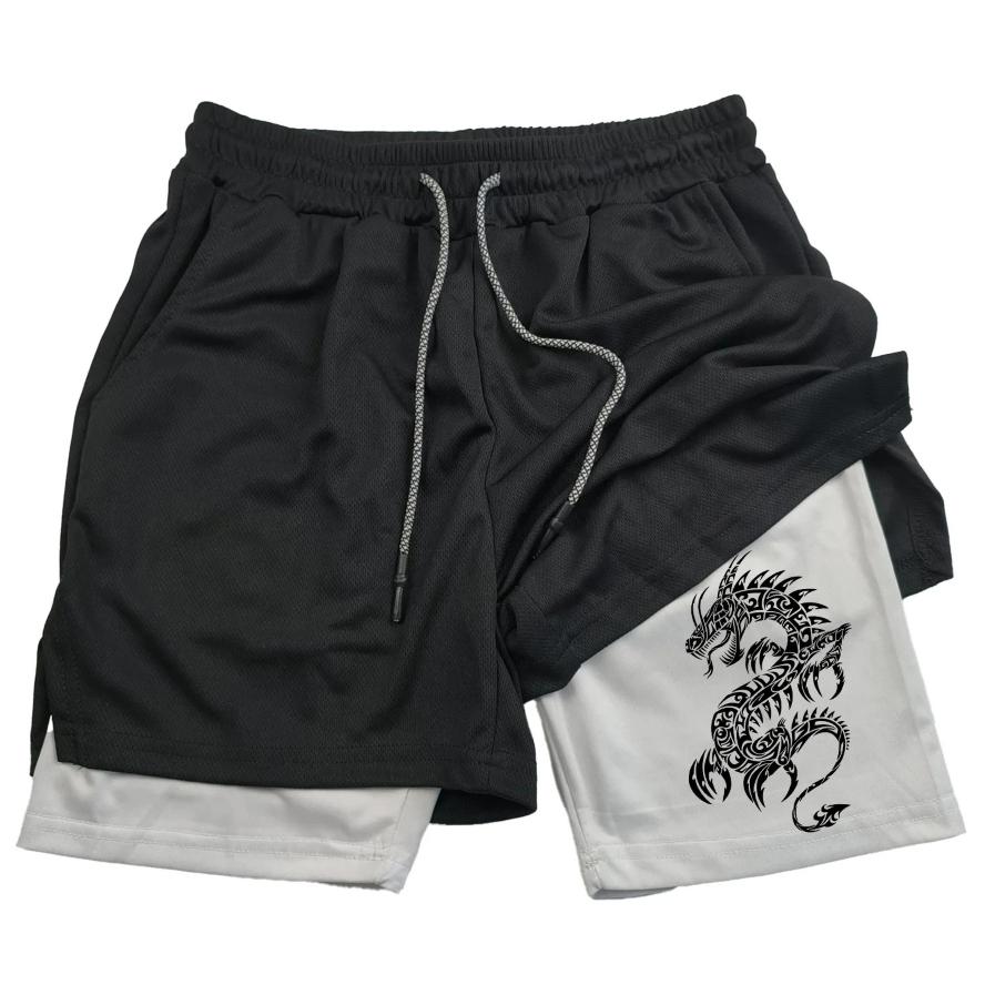 Dragon Muay Thai Kick Boxing MMA Shorts Men Women Unisex Casual Sportswear Double Layer Quick Dry Breathable Training Sport Gym Fitness Workout