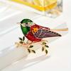 New Cute Vivid Bird Enamel Pins Brooches For Women Men Rhinestone Animal Pin Branch Brooch Crystal Wedding Party Accessories