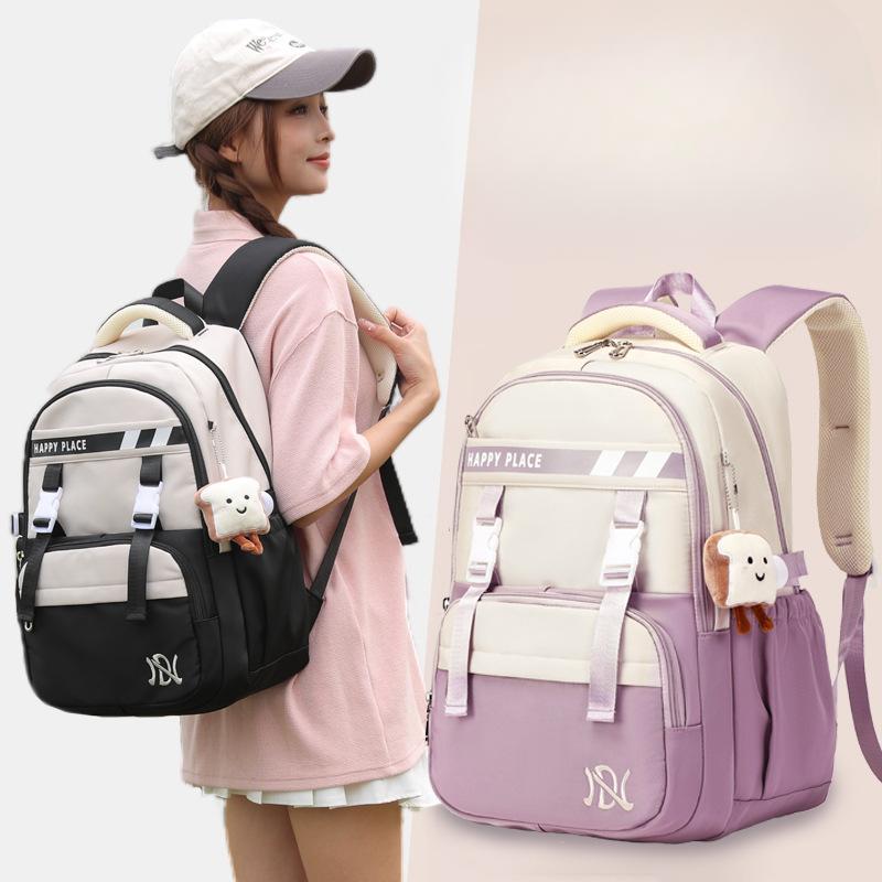 Large Capacity Schoolbag for High School Students Simple Style Girls Backpack for College High quality College Style Dirty