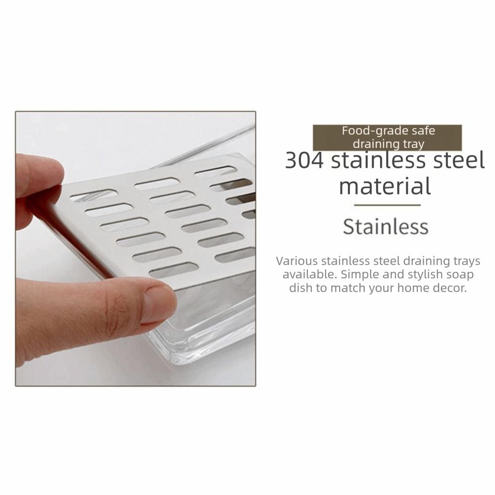 Avrinningsställ Transparent Tvålbox Rostfritt Stål Tvålhållare Exklusiv Glaskopp för Tvål Kök