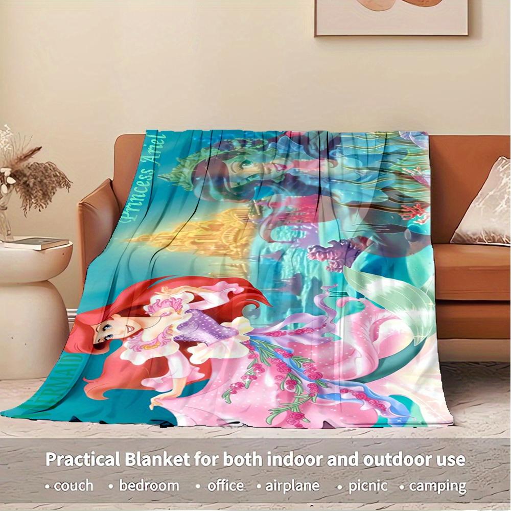1pc Flannel Undersea Princess Ariel Mermaid Bed Sheet Quilt Cover Sofa Blanket Birthday Gift Home Decoration