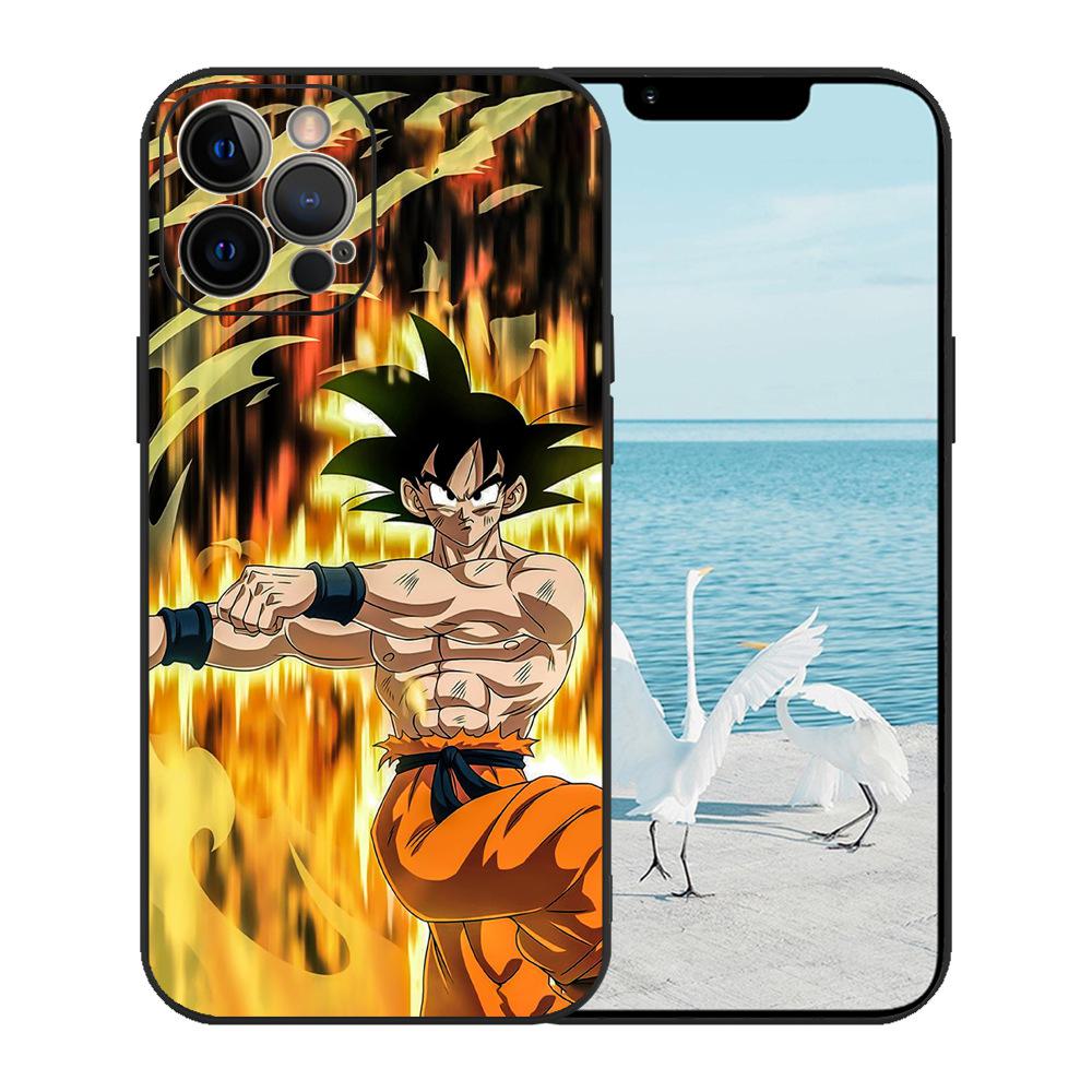 iPhone 15 Black TPU Case with Japanese Anime Painting, One Piece Pattern