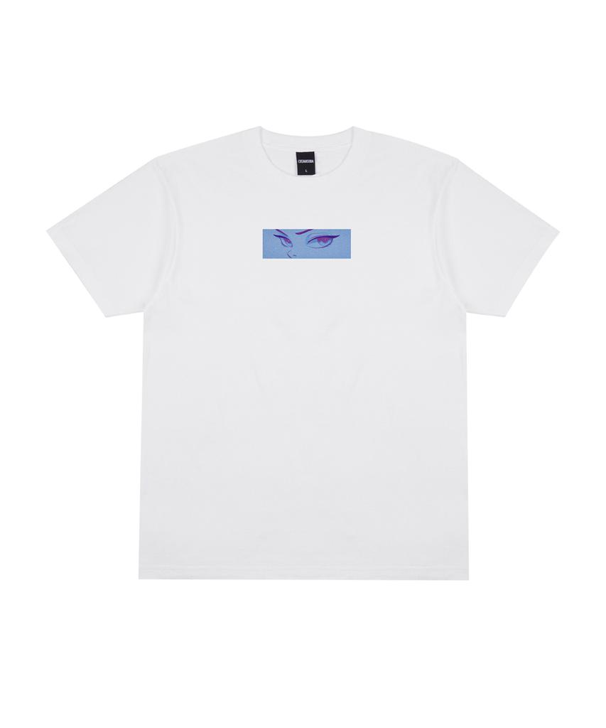 CREAM SODA LAB The Eyes Box Logo Short Sleeve T-Shirt White Blue