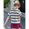 Children's Clothing Kids' Striped Stretch Short-Sleeve T-Shirt 2026 Summer Big Kids Half-Sleeve Lycra Cotton Girls' Youth Round Neck