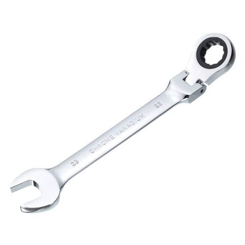 uxcell Flex Head Ratchet Wrench, 23mm, 180 Rotating Head, Metric Ratchet Combination Wrench, 72 Teeth, Chrome Vanadium Steel, Open-End Ratchet for Fa