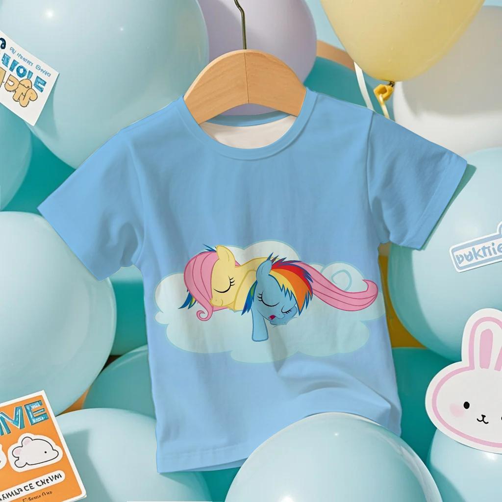 2026 new Hot Sale Casual Kids Teenager Boys Girls My Little Pony Cartoon Print New Summer Fashion Short Sleeve Tops