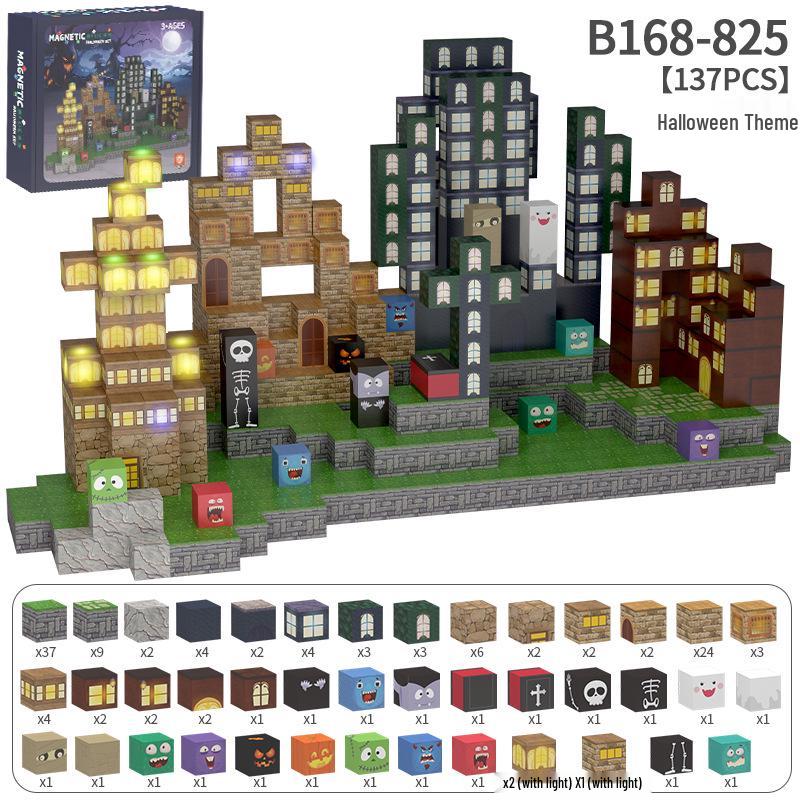 2.0cm DIY Magnetic Building Blocks with Lights - Magnetic Cubes Military Engineering Farm Set