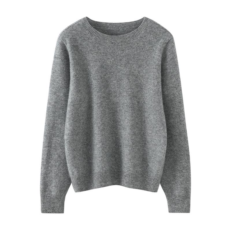 Women's Pure Cashmere Round Neck Sweater - New Fashion, Solid Color, Versatile Warm Knit Pullover