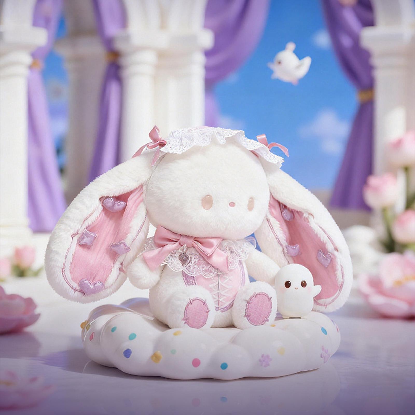 

Plush Bunny Toy Soft Stuffed Animal Rabbit Doll with Decorative Heart and Ribbon Details Ideal for Collectors and Gift Giving One Size розовый