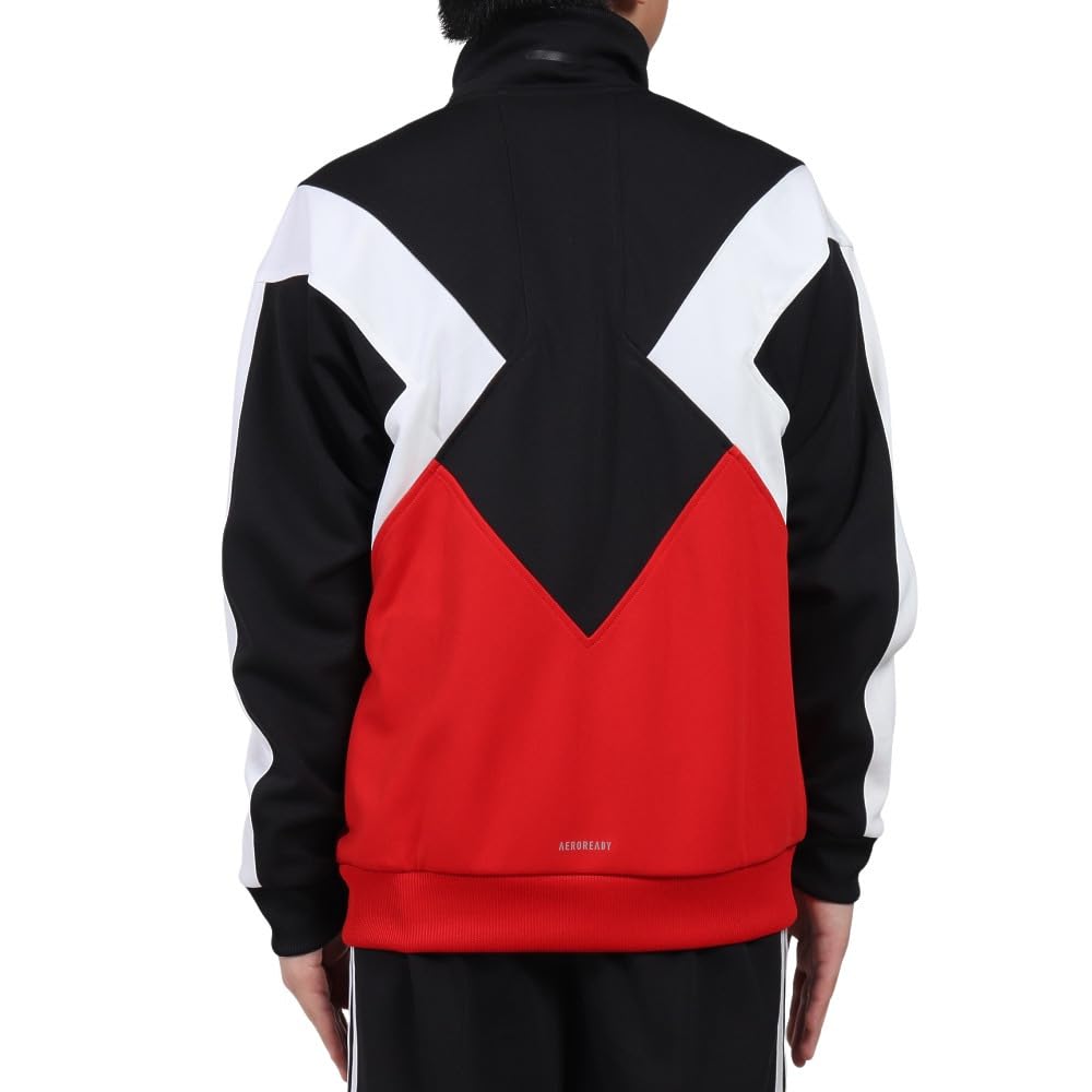 Adidas KPX86 Track Top In Kids' Must-Have Loose-Fit Color-Block Double-Knit Black/Better Scarlet/White (JP4893)