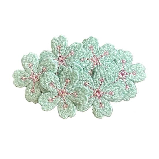 Embroidered Cherry Blossom Hair Clip Side Clip Bun Decoration Macaron Color Hair зелёный