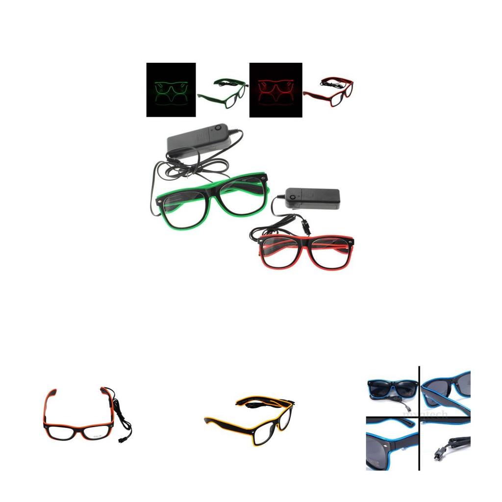 Premium Quality Led El Wire Glasses Light Up Glow Sunglasses For Dj Nightclub Parties