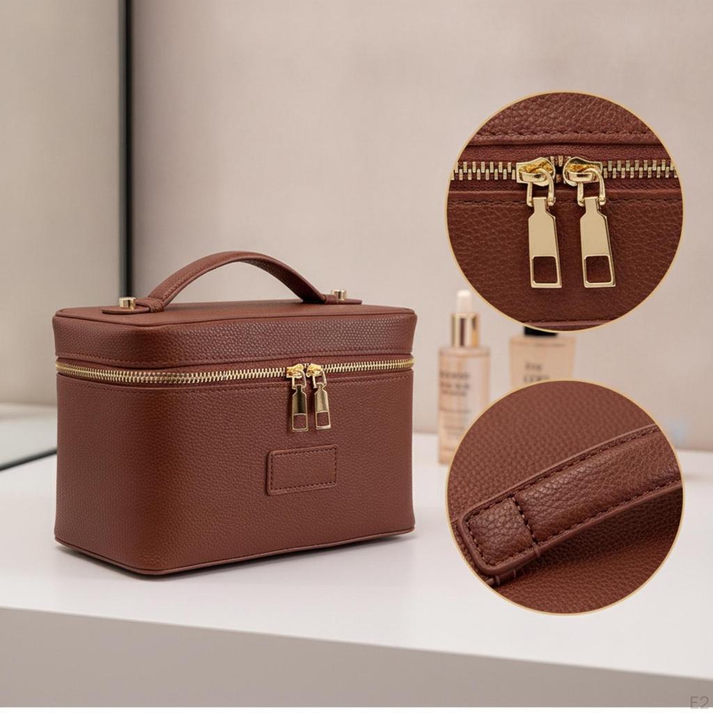 Custodia Trucco Rigida Borsa Cosmetica Rigida con Manico Zip Completa per