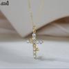 Effie Queen S925 Silver Cubic Zircon Inlaid Cross Pendant Necklace Jewelry for Women Dainty CZ Cross Clavicle Chain Gift SAPN52