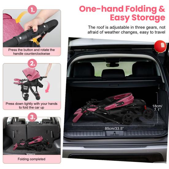 Reise-Kinderwagen, Einhand-Faltbarer Säuglings-Buggy mit Verstellbarer Rückenlehne, Verdeck, Ablagekorb für 0-2 Jahre Kleinkinder bis zu 10 kg