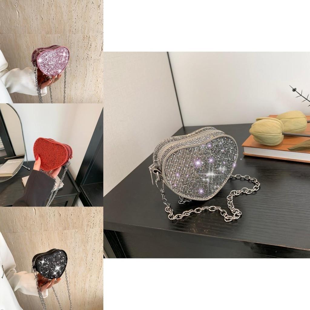 Trendy Mini Heart Shaped Bag For Kids And Adults With Sparkling Rhinestones