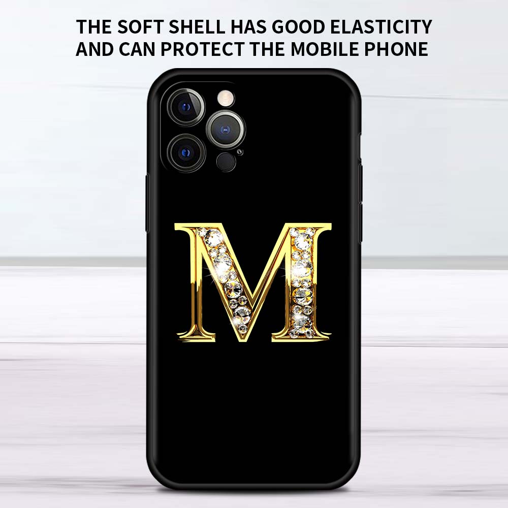 Letter Alphabet Case For Apple IPhone 18 11 13 12 Pro 7 XR X XS Max 8 6 6S Plus 5 5S SE 2020 13Pro Black Phone Cover Capa