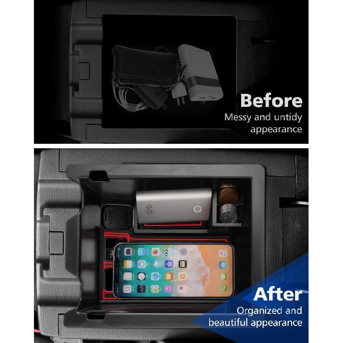 FIILINES Center Console Organizer with Anti-Slip Mats for CX-5 CX5 2017-2025, Console Tray Secondary Armrest Storage Box ABS Insert Container