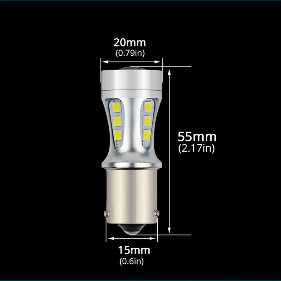 2x1156 LED BA15S P21W S25 18led 3030 Chips 6000K White DRL Car Brake Lights Back Light Bulb Light