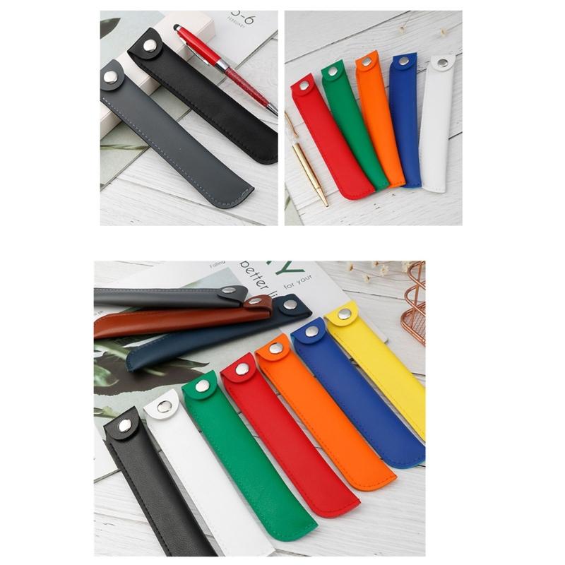 Solid Color Pencil Bag Retro Pencil Case Pen Bag Pen Case PU Leather Pencil Organisers Pencil Pouch for Ballpoint Pen