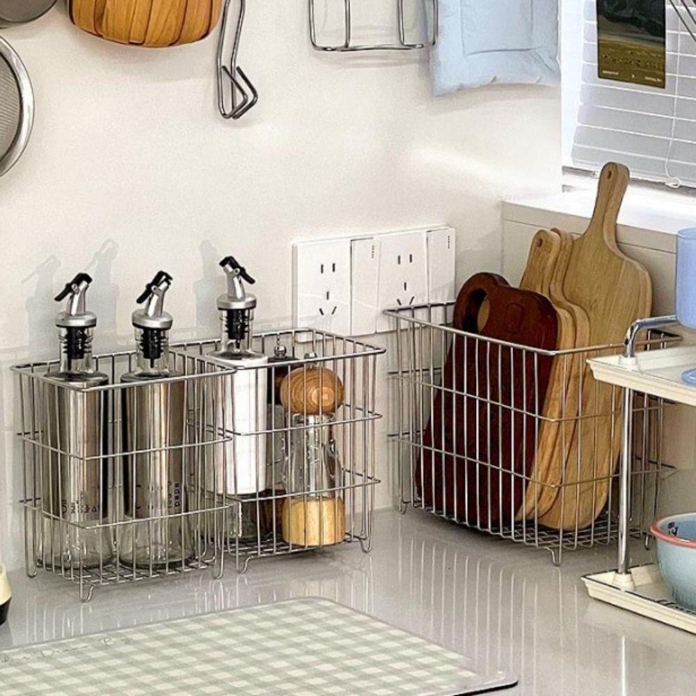 304 Stainless Steel Kitchen Drain Basket Rust-proof Tableware Storage Rack  Bathroom