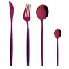 Western Purple Silver Tableware New Dinnerware Set 4Pcs Stainless Steel Kitchen Knife Fork Spoon Complete Cutlery Flatware Set