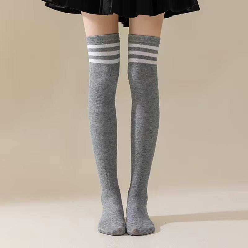 Thigh High Socks For Women Goth Cute Kawaii Striped Over The Knee Socks Cotton Long Tall Knee High Stockings