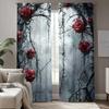 2 Pcs Thorny Rose Print Curtains,suitable for Bedroom,living Room Kitchen Decoration,home Decoration,window Decoration