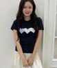 Loginaenloji Silver Dot Heart Patch Cotton T-Shirt Navy