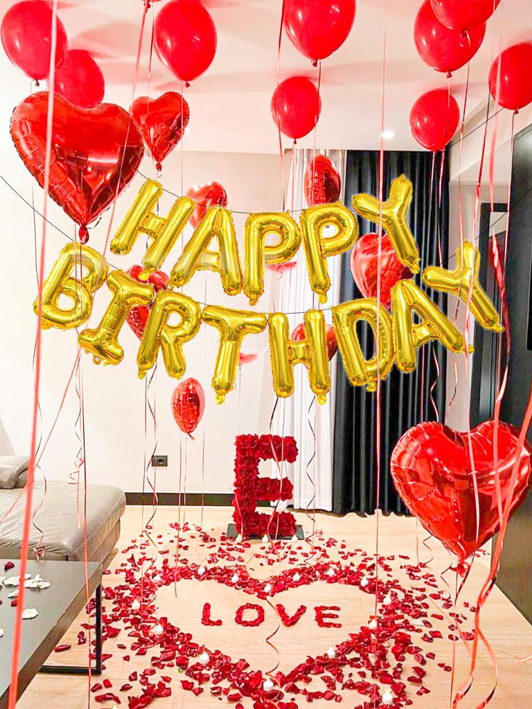 62pcs\set Red Birthday Party Decoration Set, Romantic Party, Anniversary Celebration Party, New Year Decorations