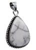 Howlite Natural Gemstone Antique Silver Plated Pendant 1.75" J 1621