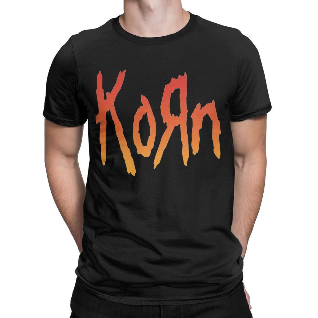Funny Music Rock Korn Band T-Shirt Men Round Collar 100% Cotton T Shirts Short Sleeve Tees Unique Clothes