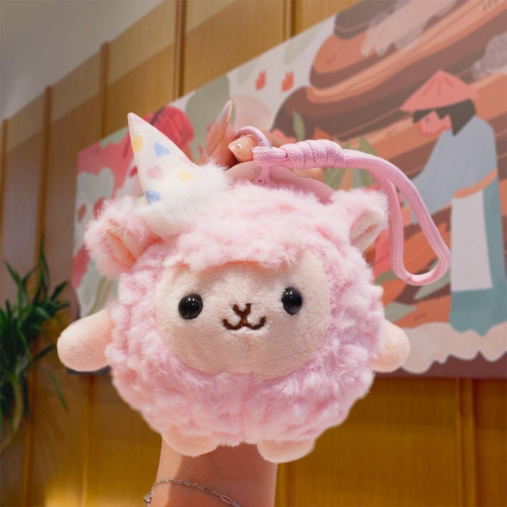 Lamb New Year Sheep Plush Keychain Ornaments Fluffy Lamb Pendant Sheep Plush Doll Bedroom Decor