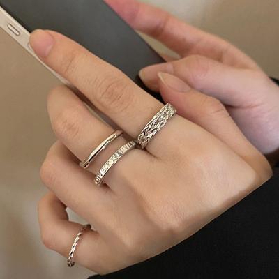 3Pcs  Vintage Punk Adjustable Finger Rings Retro Silver Color Opening Knuckle Unisex Trendy Ring For Women Jewelry Gift