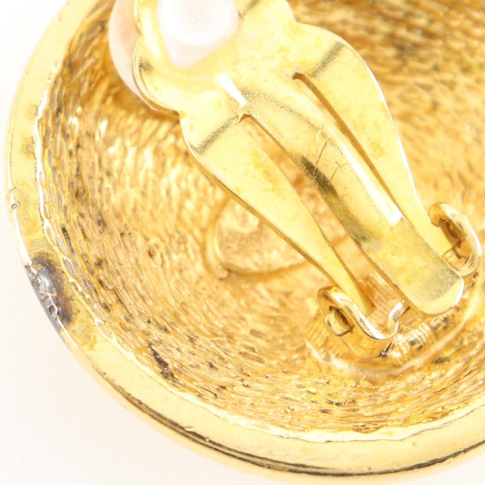 CHANEL COCO Mark Earring Matelasse Plated Gold 28g Women Used
