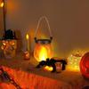 Solar Lantern Halloween Flickering Flame Light Solar USB 2-Ways Charging Outdoor Waterproof Lantern Haunted House Decorations