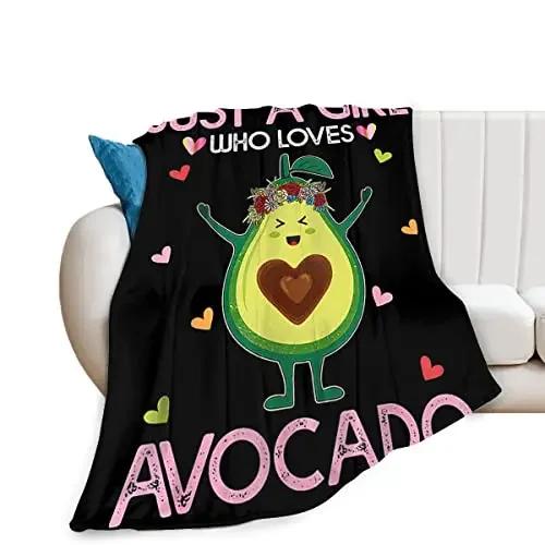 Süße Avocado Lustige Kawaii Fruchtdecke Weiche Leichte Überwurfdecken Gemütliche Flanell Bettüberwürfe für Sofa Couch Reise Zimmer Dekoration