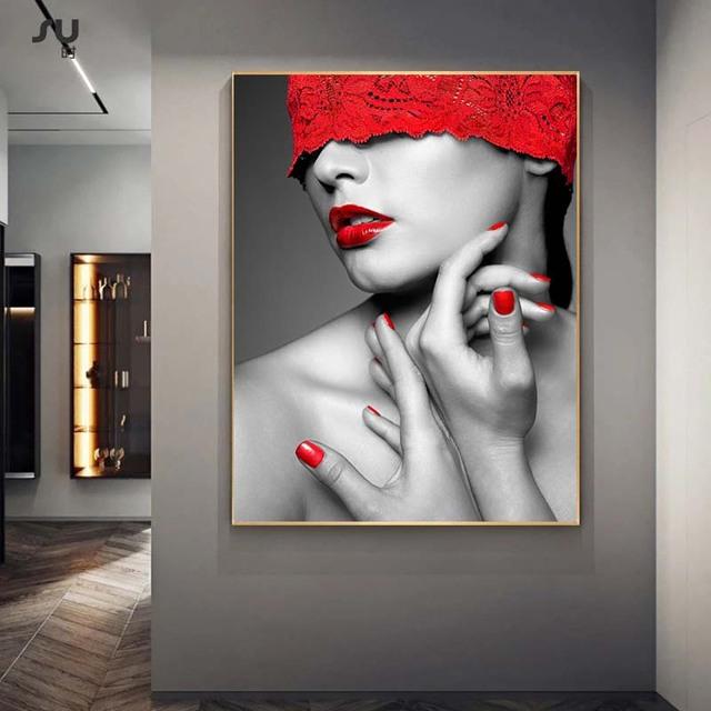 Módulo de labios rojos sexys modernos, pintura en lienzo, carteles nórdicos e impresiones, imagen de pared para Cuadros, decoración del hogar, sala de estar, sin marco
