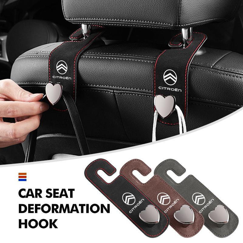 AIZIGI1 Car Seat Headrest Hook Hidden Hook Suede Metal Hanging Hanger For Citroen C4 C3 C5 C1 C2 C6 VTS C4L DS3 DS4 DS5 Grand Berlingo