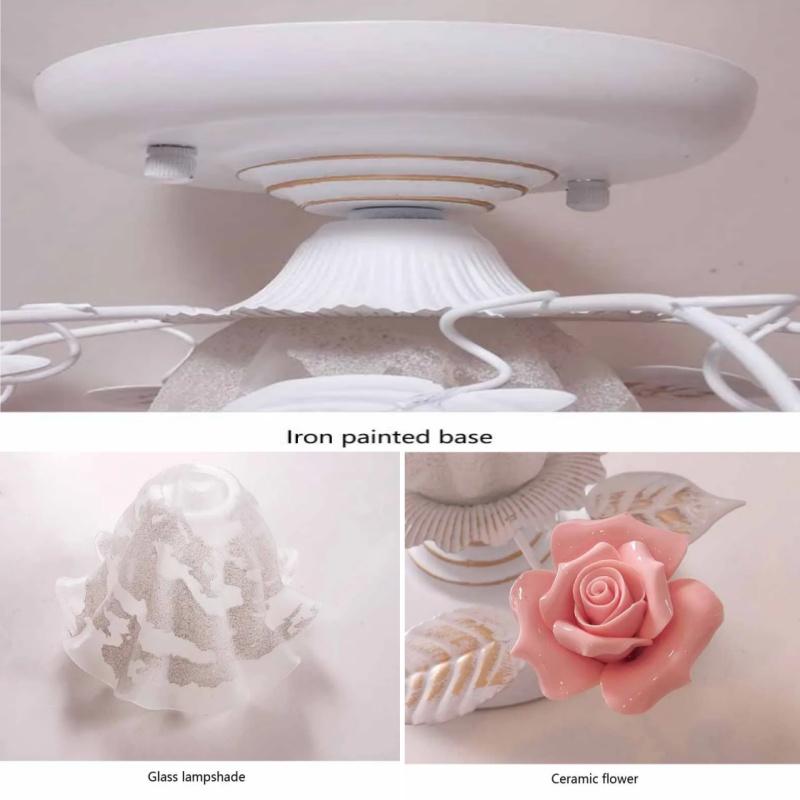 Japanese Pastoral Ceiling Lights Rose Wrought Iron Flower Lamp Porch Aisle Mount Ceiling Lamps Kitchen Home Lighting 110-265V