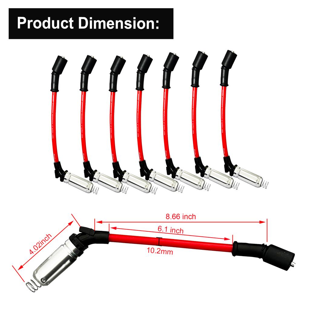 10.2mm 48322 Spark Plug Ignition Wire Cable For 2000-2009 CHEVY GMC Cadillac V8