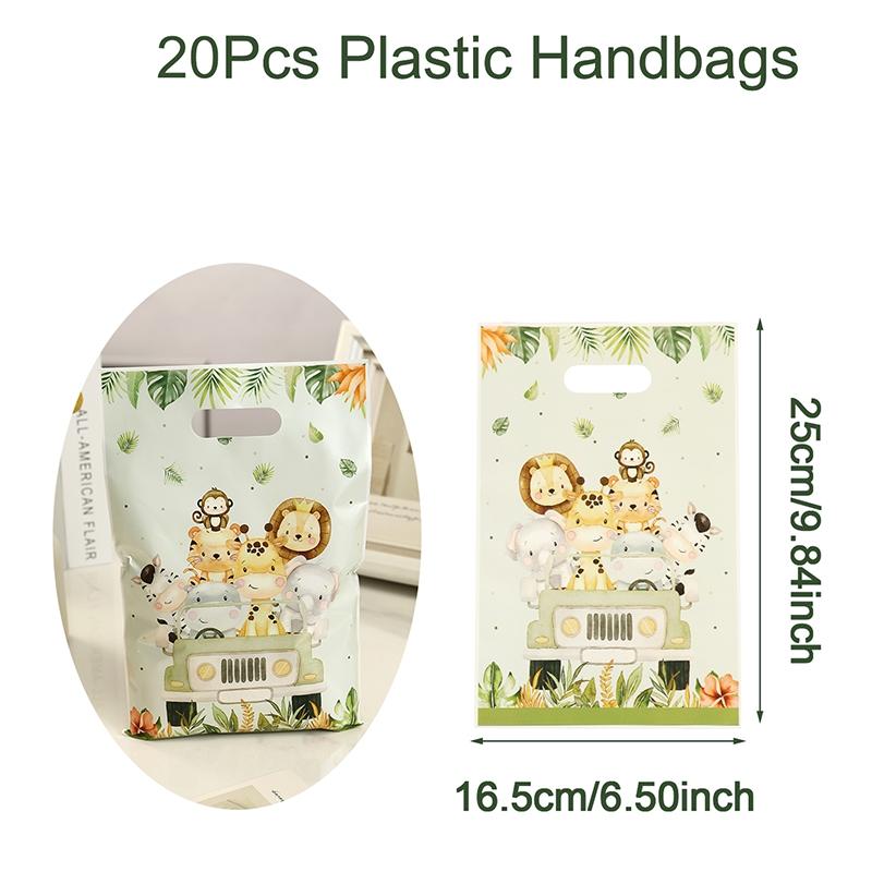 10/20/50pcs Jungle Animals Gift Bag Candy Biscuit Packing Bags, Safari Gift Bag for Guest Kids Birthday Supplies Baby Shower