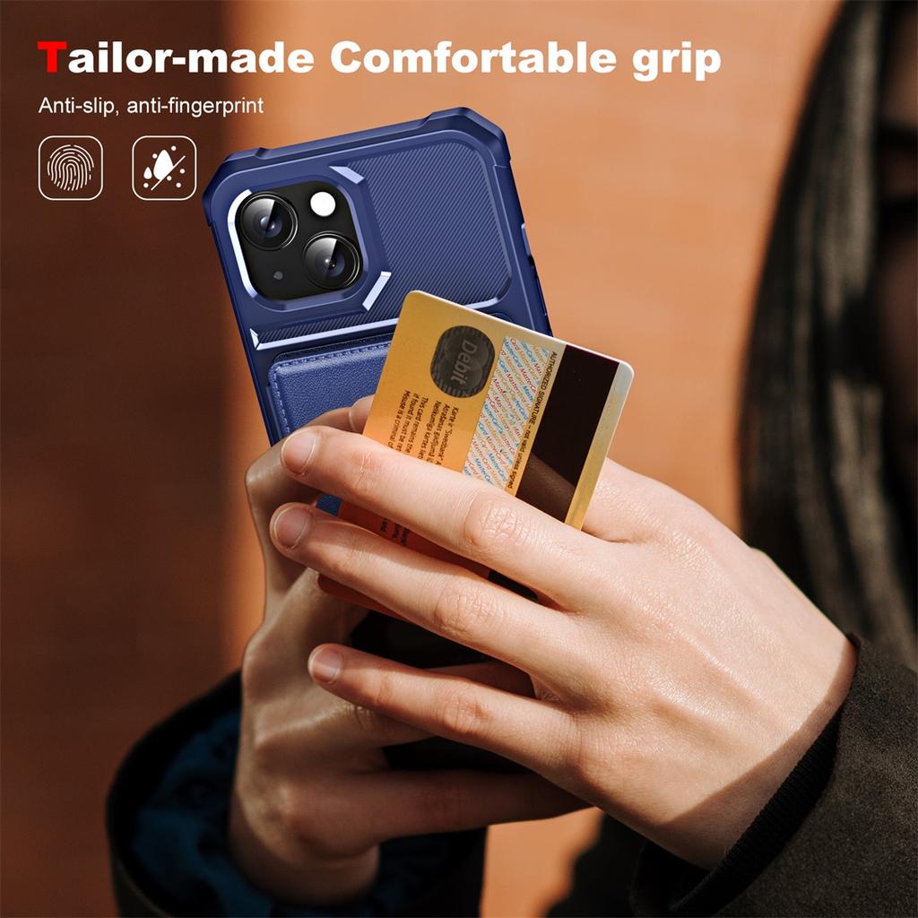 For iPhone 14 ENKAY Hat-Prince Wallet Card Slot Kickstand PU Leather +TPU Back Phone Cover with Camera Lens Film