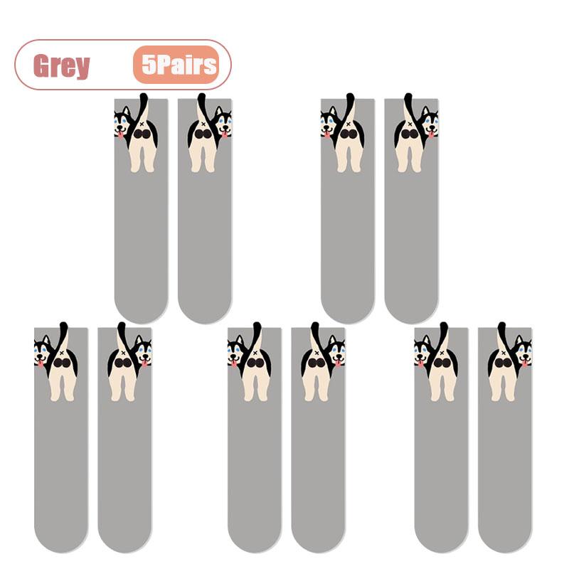 Whimsical 3D Dog Egg Sock Abstract Puppy Pattern Breathable Comfortable Unisex Crew Length for Casual Wear Party Gift All Season