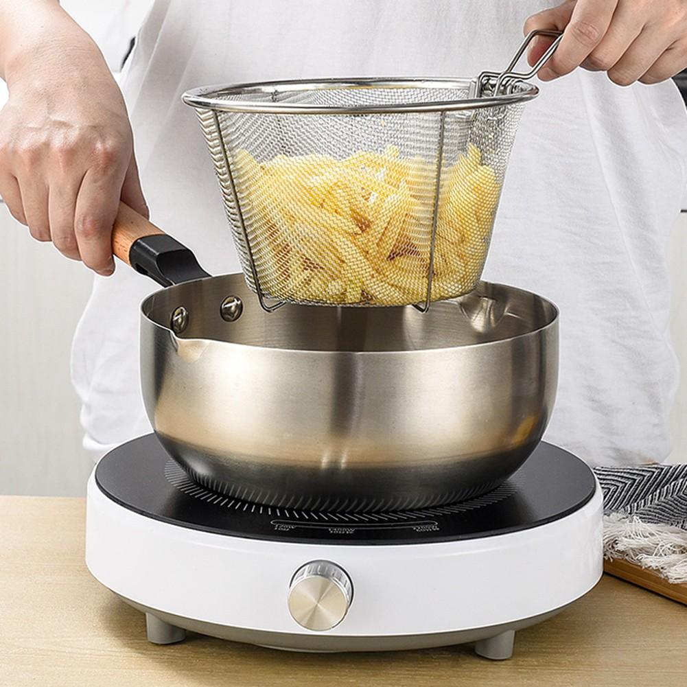 Convenient NonStick Fry Strainer Basket for Safe Draining and For Easy Handling