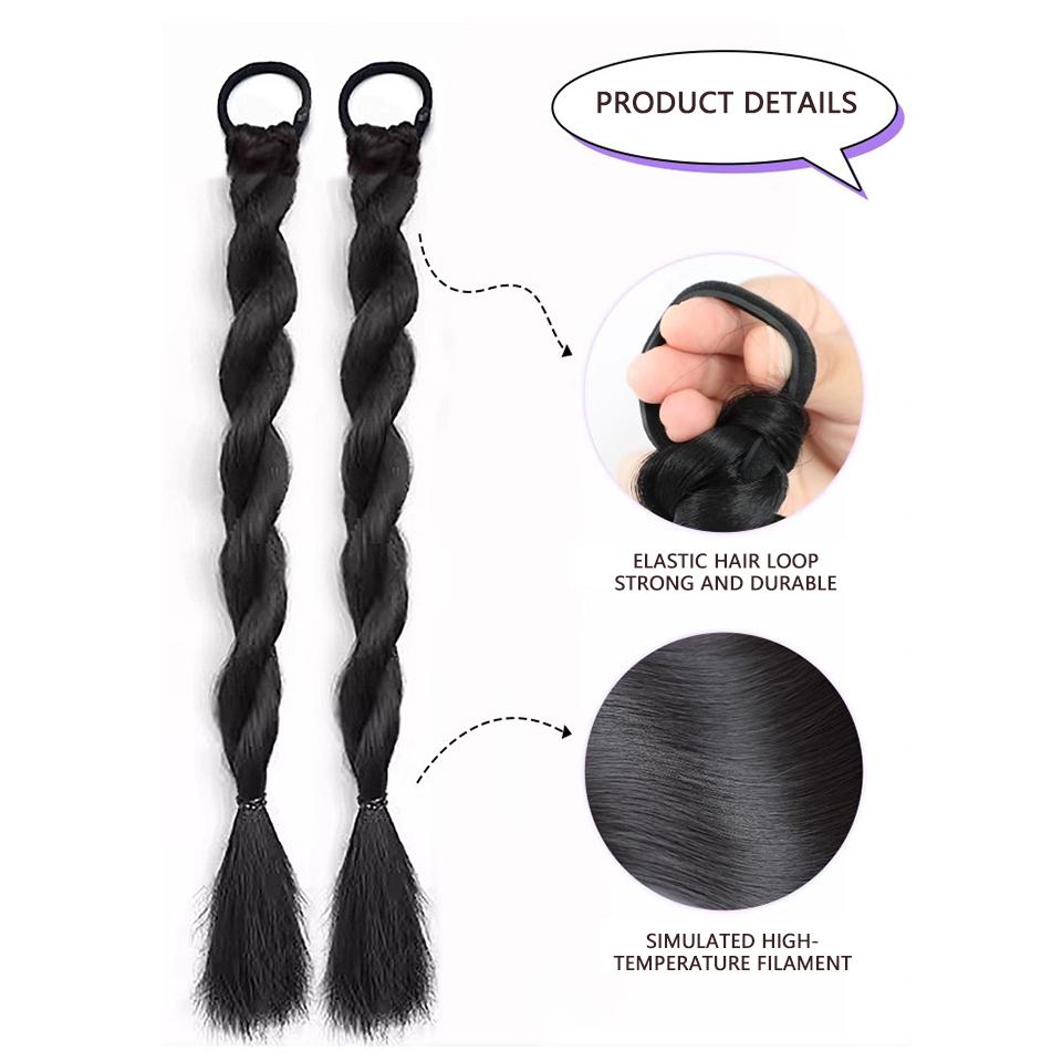 Synthetische Perücke, Pferdeschwanz, gedrehter Zopf, Perücke aus geflochtenem Haar, Perücke mit doppeltem Pferdeschwanz, geeignet für den täglichen Gebrauch.