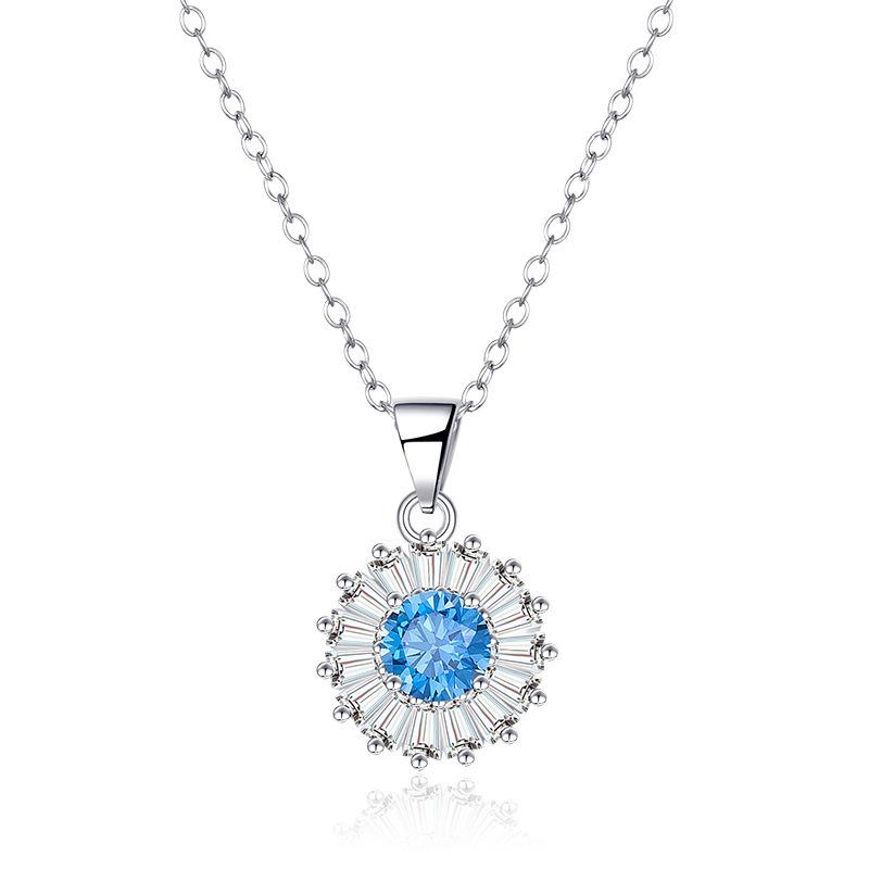 S925 Sterling Silver December Birthstone 12 Color Birthstone Necklace Women'S Pendant
