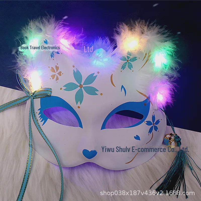 

Детская светящаяся маскарадная маска на пол-лица в виде лисы для Хэллоуина и вечеринок